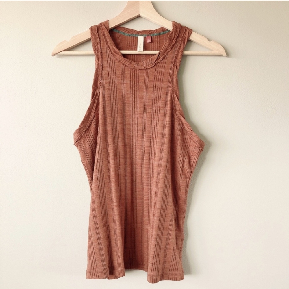 Pilcro Anthropologie racerback tank rippbed brown burnt orange medium